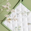 Clayre & Eef Pot Holder 20x20 cm White Green Cotton Square Flowers