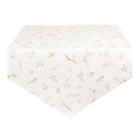 Clayre & Eef Table Runner 50x160 cm White Pink Cotton Flowers