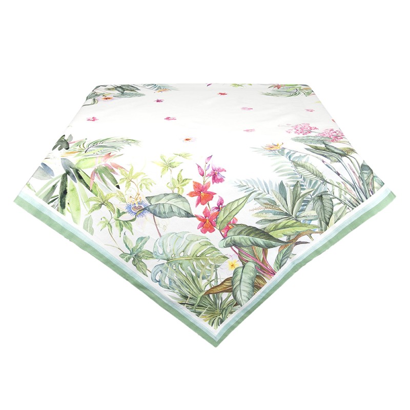 Clayre & Eef Tablecloth 130x180 cm White Green Cotton Rectangle Jungle Botanics