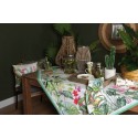 Clayre & Eef Tovaglia da tavolo 50x160 cm Bianco Verde  Cotone Botanica della giungla