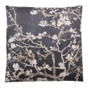 Clayre & Eef Coussin décoratif 45x45 cm Noir Rose Synthétique Carré Branches en fleurs