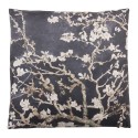 Clayre & Eef Decorative Cushion 45x45 cm Black Pink Synthetic Square Blossom Branches