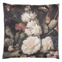 Clayre & Eef Sierkussen  45x45 cm Zwart Wit Synthetisch Vierkant Bloemen