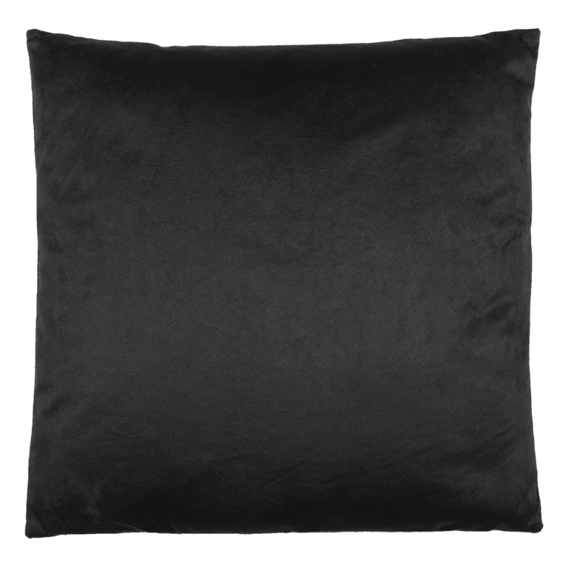 Clayre & Eef Decorative Cushion 45x45 cm Black White Synthetic Square Flowers