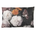 Clayre & Eef Decorative Cushion 60x40 cm Black White Polyester Rectangle Flowers