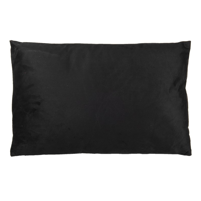 Clayre & Eef Coussin décoratif 60x40 cm Noir Blanc Polyester Rectangle Fleurs