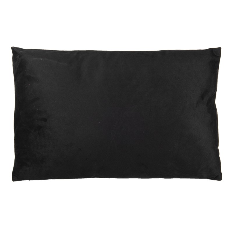 Clayre & Eef Decorative Cushion 60x40 cm Black White Polyester Rectangle Flowers