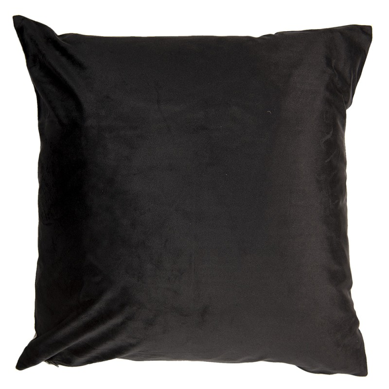 Clayre & Eef Cushion Cover 45x45 cm Black Red Polyester Square Flowers