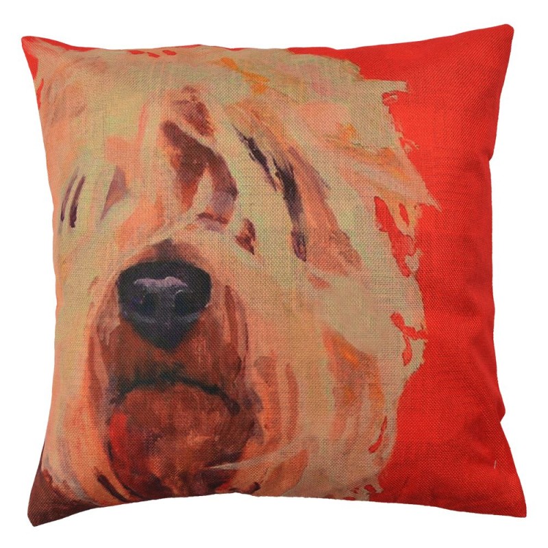 Clayre & Eef Kussenhoes  43x43 cm Bruin Rood Polyester Vierkant Hond