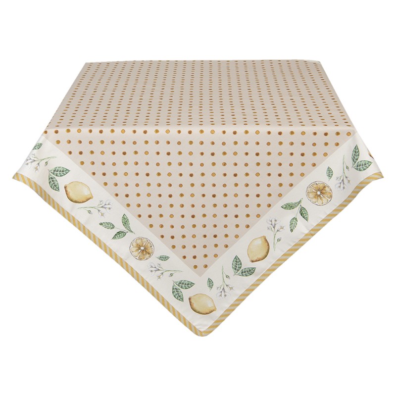 Clayre & Eef Tablecloth 150x250 cm Beige Yellow Cotton Rectangle Lemon
