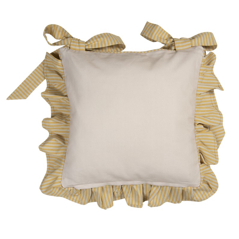 Clayre & Eef Federa per cuscino sedile 40x40 cm Beige Giallo Cotone Quadrato Limone