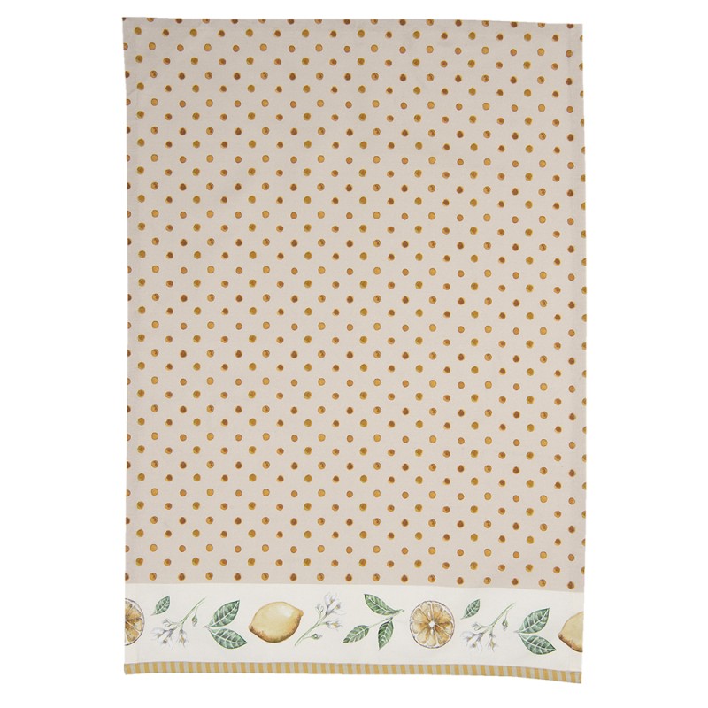 Clayre & Eef Theedoek  50x70 cm Beige Geel Katoen Rechthoek Citroen