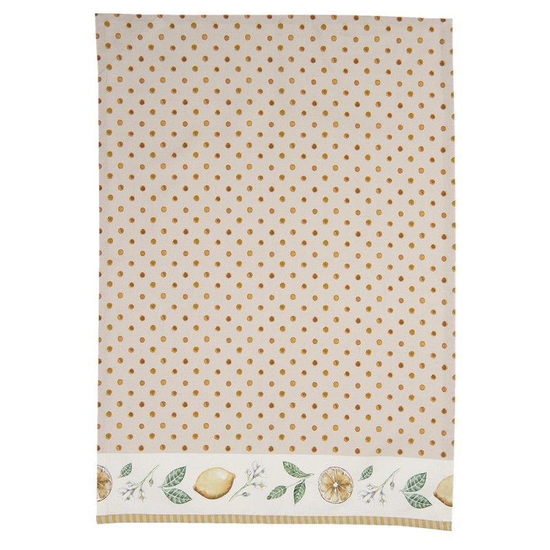 Clayre & Eef Tea Towel  50x70 cm Beige Yellow Cotton Rectangle Lemon