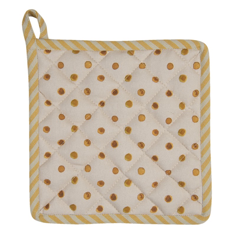 Clayre & Eef Manique 20x20 cm Beige Jaune Coton Carré Citron