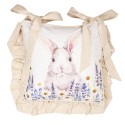 Clayre & Eef Housse de coussin pour coussin de chaise 40x40 cm Blanc Violet Coton Carré Lapin lavande