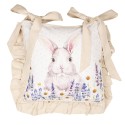 Clayre & Eef Kissenbezug für Stuhlkissen 40x40 cm Weiß Violett Baumwolle Quadrat Lavendel Kaninchen