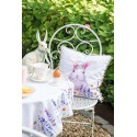 Clayre & Eef Kissenbezug für Stuhlkissen 40x40 cm Weiß Violett Baumwolle Quadrat Lavendel Kaninchen
