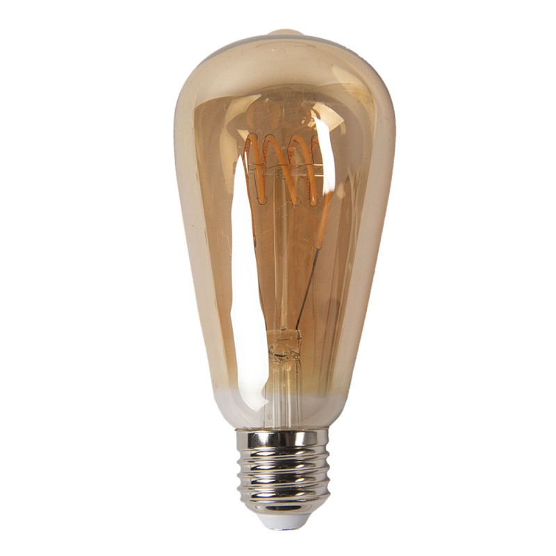 Clayre & Eef LED Lamp Brown Glass Round