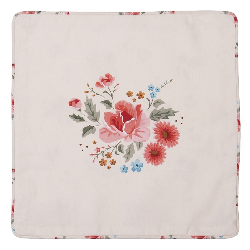 Clayre & Eef Housse de coussin 40x40 cm Beige Coton Roses