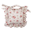 Clayre & Eef Chair Cushion Cover 40x40 cm Beige Cotton Roses