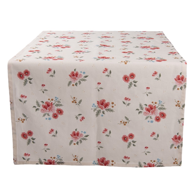 Clayre & Eef Chemin de table 50x140 cm Beige Coton Rectangle Roses