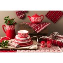 Clayre & Eef Chirstmas Square Tablecloth 150x150 cm Red Beige Cotton Square Deer and Christmas