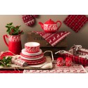 Clayre & Eef Tovaglia da tavolo 50x140 cm Rosso Beige  Cotone Rettangolo Cervi e Natale