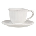 Clayre & Eef Cup and Saucer 150 ml White Dolomite Round