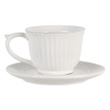 Clayre & Eef Cup and Saucer 150 ml White Dolomite Round