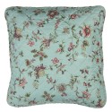 Clayre & Eef Cushion Cover 40x40 cm Turquoise Polyester Square Flowers