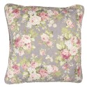 Clayre & Eef Cushion Cover 50x50 cm Grey Green Polyester Cotton Square Flowers