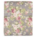 Clayre & Eef Couvertures 1-persoons Gris Vert Polyester Coton Rectangle Fleurs