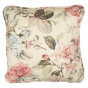 Clayre & Eef Cushion Cover 40x40 cm Beige Pink Polyester Cotton Square Flowers