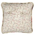 Clayre & Eef Kussenhoes  40x40 cm Beige Roze Polyester Katoen Vierkant Bloemen