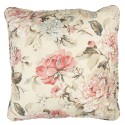 Clayre & Eef Kussenhoes  50x50 cm Beige Roze Polyester Katoen Vierkant Bloemen