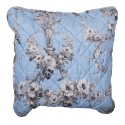 Clayre & Eef Cushion Cover 40x40 cm Blue Polyester Square Flowers