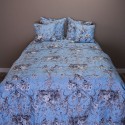 Clayre & Eef Kissenbezug 40x40 cm Blau Polyester Quadrat Blumen