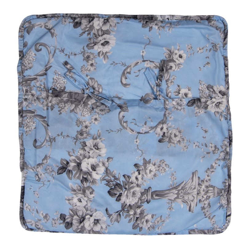 Clayre & Eef Housse de coussin 50x50 cm Bleu Polyester Carré Fleurs