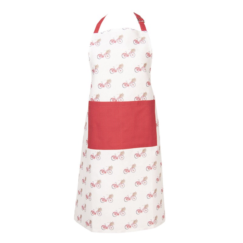 Clayre & Eef Kitchen Apron 70x85 cm Red White Cotton Bicycle