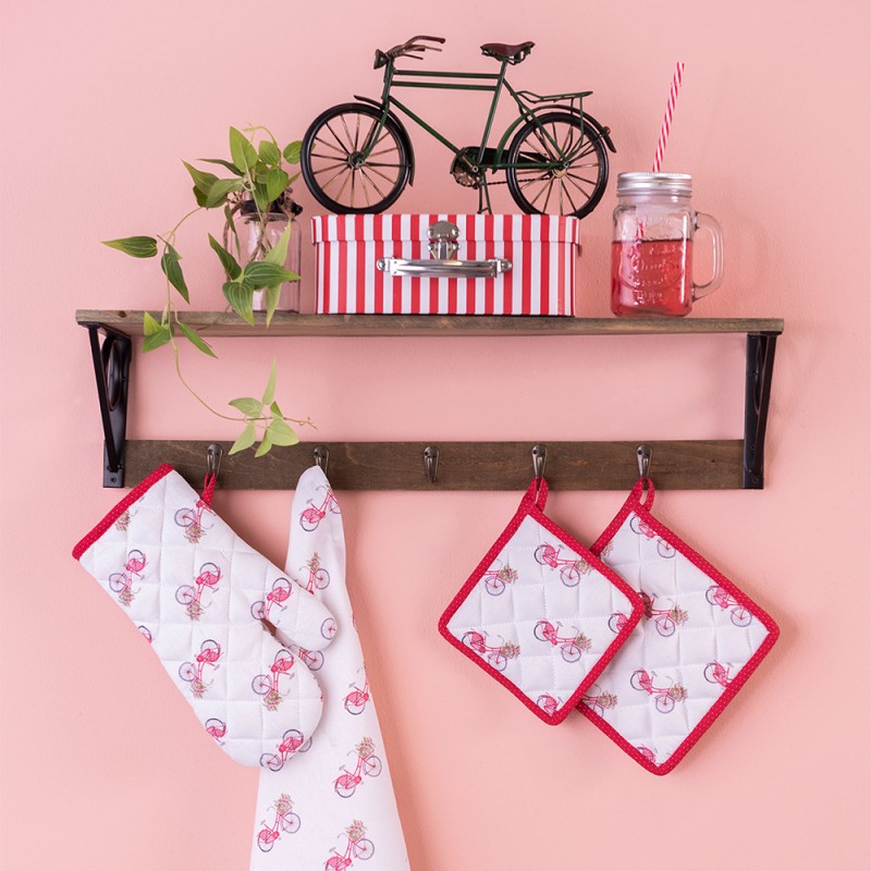 Clayre & Eef Tea Towel  50x70 cm Red White Cotton Bicycle