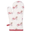 Clayre & Eef Oven Mitt 18x30 cm Red White Cotton Bicycle