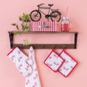 Clayre & Eef Presina da forno 18x30 cm Rosso Bianco  Cotone Bicicletta