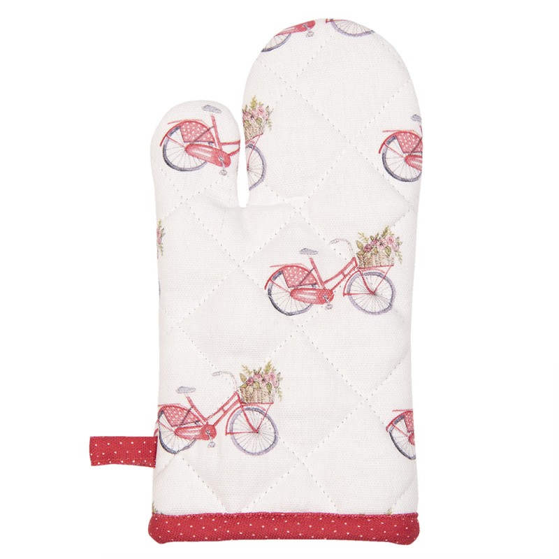 Clayre & Eef Gant de four pour enfants 12x21 cm Rouge Blanc Coton Vélo