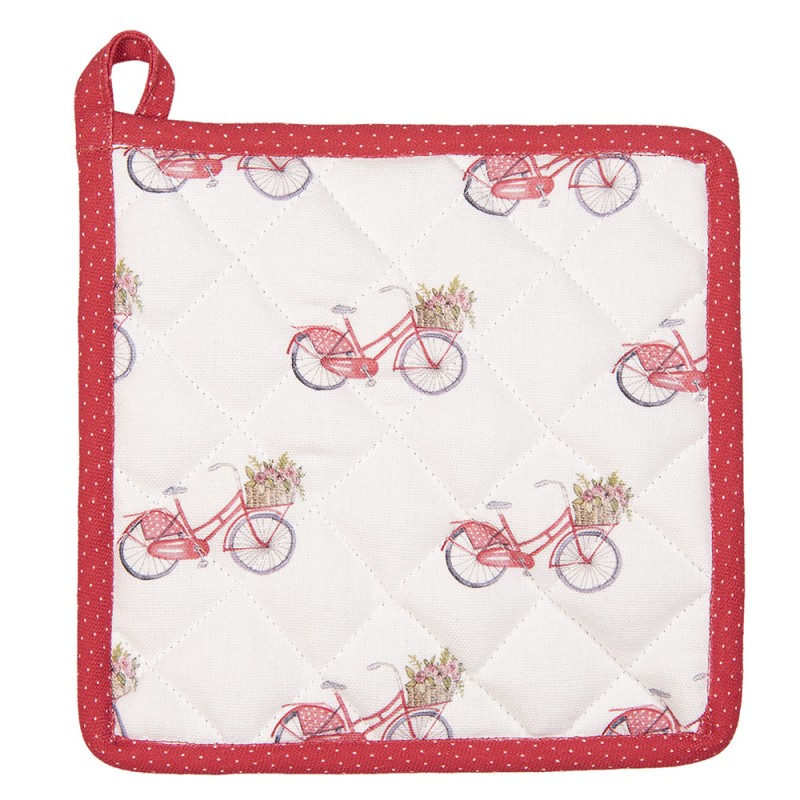 Clayre & Eef Presina 20x20 cm Rosso Bianco  Cotone Quadrato Bicicletta