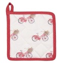 Clayre & Eef Children's Pot Holder 16x16 cm Red White Cotton Square Bicycle