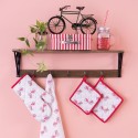 Clayre & Eef Children's Pot Holder 16x16 cm Red White Cotton Square Bicycle