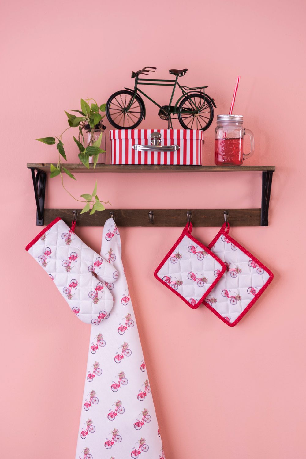 Broodmand 35X35X8 Cm Rood Wit Katoen Fiets-image