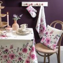 Clayre & Eef Tablecloth 150x150 cm White Purple Cotton Roses
