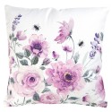 Clayre & Eef Cushion Cover 40x40 cm White Purple Cotton Square Roses