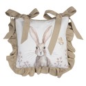 Clayre & Eef Housse de coussin pour coussin de chaise 40x40 cm Blanc Marron Coton Carré Lapin